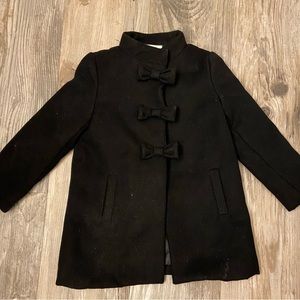 Gymboree All Dressed Up girls black snap up winter coat with bows